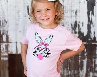 YOUTH Bunny with Glasses Chenille Patch