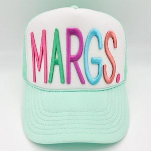 MARGS. Puff Embroidered Hat/Pocket Patch, Trucker Hat Patch, Ready to Press Iron On Patch For Hats