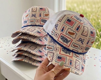 Classic Americana Foam Trucker Hat, Blank Trucker Hat for Patches, Adjustable Foam Cap, Boutique Hat