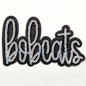 Bobcats Silver Sequin Hat/Pocket Patch, Iron On Patch Glitter Applique, Diy Patch Sequin Applique, Glitter Embroidery For Hats