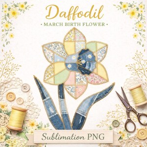 Påsklilja sublimeringsdesign PNG, marsfödelseblomma, faux lapptäckemönster, vårblommor, digital nedladdning för skjortor
