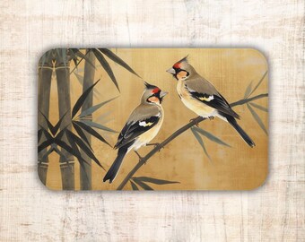 Japanse vogels op bamboe badmat | Oriëntaals luxe traagschuim