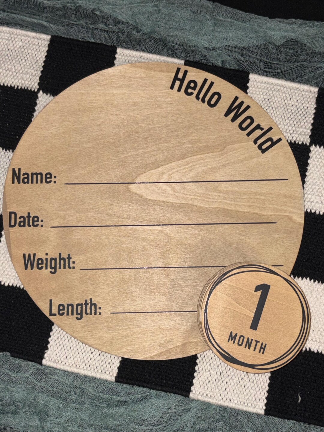Personalized Wooden Baby Announcement Sign & Monthly Milestone Set ...