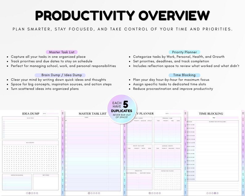 Study Planner | Student Digital Organizer | Hyperlinked Undated ...