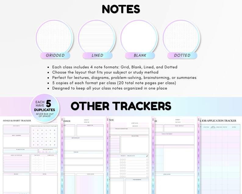 Study Planner | Student Digital Organizer | Hyperlinked Undated ...