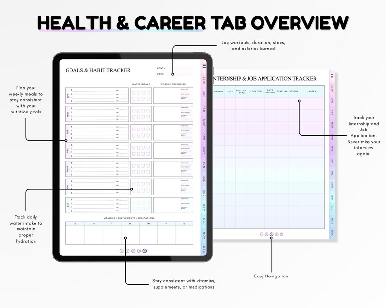 Study Planner | Student Digital Organizer | Hyperlinked Undated ...