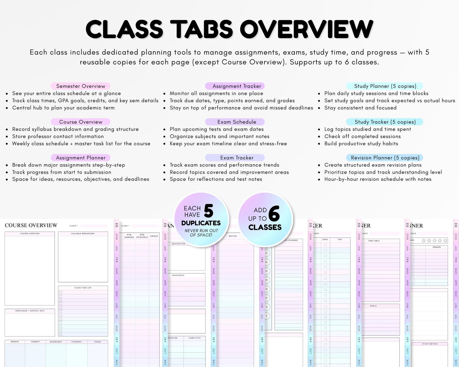 Study Planner | Student Digital Organizer | Hyperlinked Undated ...