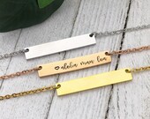 Customizable quot Love Forever quot in Hawaiian quot Aloha Mau Loa quot - Gold, Rose Gold or Stainless Steel Bar Necklace - hand stamped Eight9 Designs