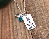Necklace - Until We Meet Again - quot A Hui Hou quot (Hawaiian) with Swarovski Birthstone Crystal Stone - Hand Stamped by Eight9 Designs