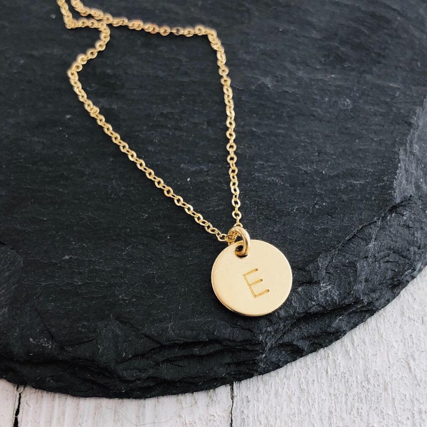 14K Gold, Rose Gold or Sterling Silver Necklace | Initials with heart | Hand Stamped by Eight9 Designs