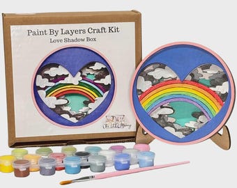 Kit de pintura por capas DIY / Kit de caja de sombras Corazón Arcoíris Amor / Eight9Designs