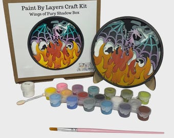 Kit de pintura por capas DIY / Kit de caja de sombras del dragón de fuego Alas de Furia / Eight9Designs