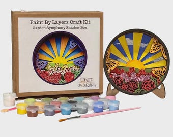 Kit de pintura por capas DIY / Kit de caja de sombras Sinfonía de jardín / Eight9Designs