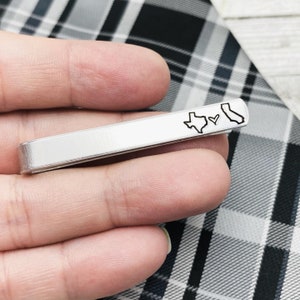 Custom Tie Bar 15 Countries, ALL 50 States plus Puerto Rico | Hand Stamped Tie Clip Tac Tack Suit Long-Distance LDS LDR Gifts Eight9 Designs