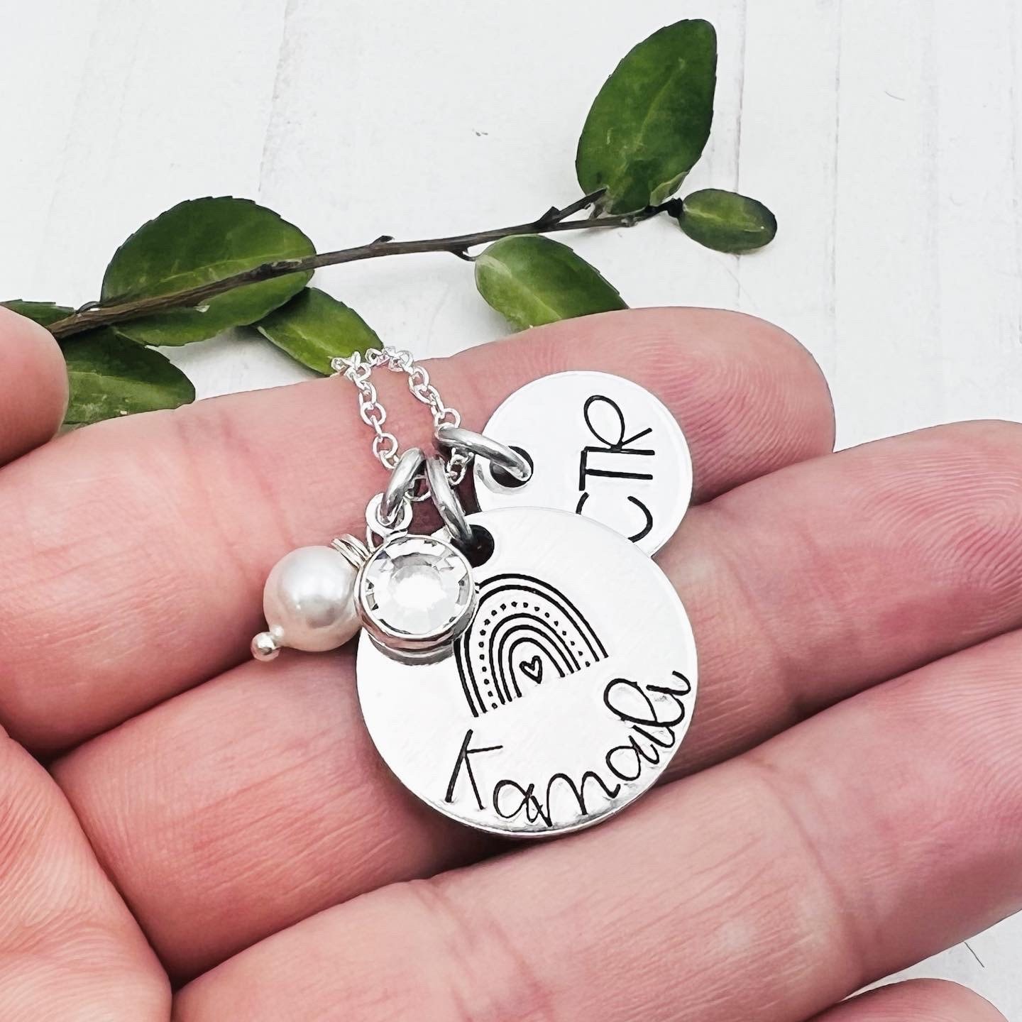 Personalisierte Boho Regenbogen CTR Name Halskette Swarovski Kristall Birthstone Taufe Geschenk Peal | von Eight9Designs LDS