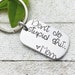 Personalized 'Don’t Do Stupid Shit' Love Mom (or custom name/title) | Funny Gift idea Hand Stamped keychain by Eight9Designs