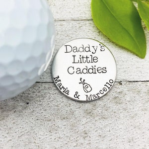 Customizable Golf Ball Markers! "Daddy's Little Caddies" Custom Name/Title - Grandpa Dad Daddy Papa etc - Hand Stamped Golfing Gifts