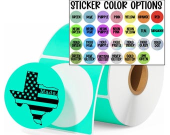 Texas y los 50 estados • 28 opciones de color / Individuales o al por mayor / Ocho diseños de pegatinas