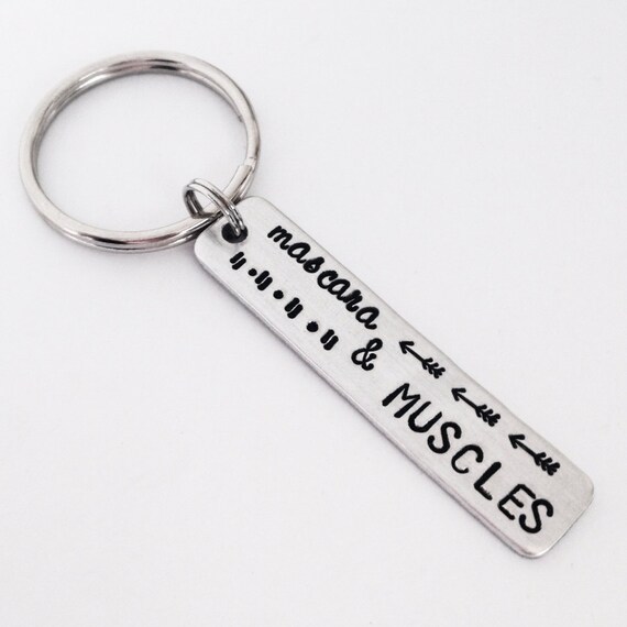 Items similar to FLASH SALE!!! Mascara & Muscles keychain on Etsy