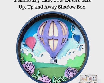 Kit de pintura por capas DIY / Caja de sombras "Arriba, arriba y lejos" / Eight9Designs