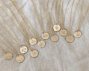 Gold, Silver, Rose Gold - Birth Month Flower Necklace - Jewelry by Eight9Designs