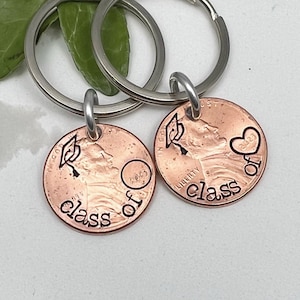 Graduation Penny Keychain “Class of 2025&quot;  Hand Stamped with Grad Cap Tassel | End of School Year Gift Ideas | Eight9Designs &#39;25