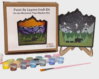 Kit de pintura por capas DIY / Caja de sombras "En la cima de la montaña" / Eight9Designs
