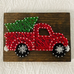 DIGITAL DOWNLOAD Pattern for String Art Farmhouse Christmas Truck with Tree | String Art Template Pattern | Digital Download