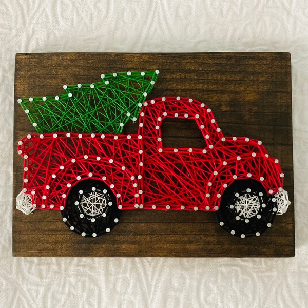 DIGITAL DOWNLOAD Pattern for String Art Farmhouse Christmas Truck with Tree | String Art Template Pattern | Digital Download