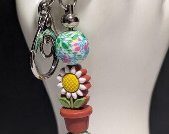 Handmade Beaded Keychain Sunflower