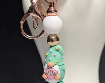 Handmade Beaded Keychain Gnome
