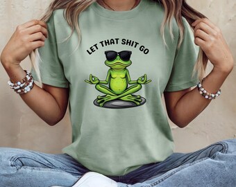Funny Meditating Frog T-Shirt, Zen Humor Graphic Tee