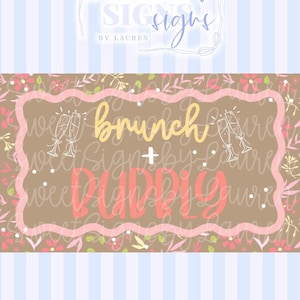 Maqueta de pancarta para brunch y champán / Despedida de soltera PNG (Descarga digital)