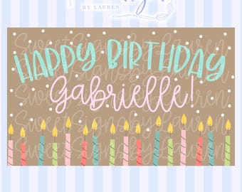 Editable Birthday Banner Template | Colorful Candles, Confetti Backdrop (Digital Download)