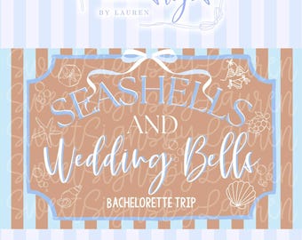 Seashells and Wedding Bells Banner Mockup PNG | Beach Bachelorette Banner Mockup | Coastal Bachelorette Banner | Digital Download