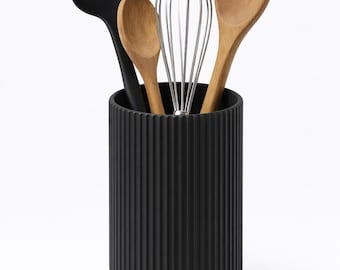 Küchenutensilienhalter – Moderner Besteckhalter mit gerilltem Design | Löffelhalter, Kochlöffel Organizer, Küchen Deko Minimalistisch