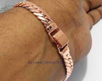 Pulsera de cobre pesada para hombre, cadena de eslabones con forma de pinza de langosta