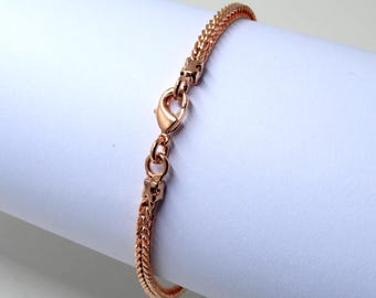 Pulsera de cadena de trigo de cobre macizo, joyería vikinga