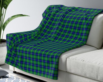 Tartan Plaid Sherpa Fleece Blanket, Scottish Clan Douglas, Sofa or Bed Blanket, Camping or Outdoor Blanket, Two Sizes