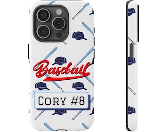 Custom Baseball Phone Case, Personalized with your Name and Number on your iPhone or Samsung Galaxy, Gloss or Matte Finish