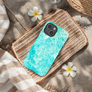 Reflections of Water Cell Phone Case, Aqua Abstract Design fits perfectly on your iPhone or Samsung Galaxy, Tough Case for extra protection. image 1