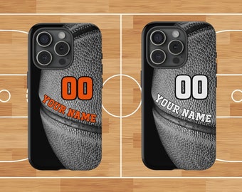 Basketball Phone Case, Personalized with your Name and Number on your iPhone or Samsung Galaxy, White or Orange, Glossy or Matte Finish.