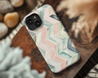 Boho Geometrics protective cell phone case for iPhones 15-8 or Samsung Galaxies 24-10, upgrade to MagSafe for iPhone 12-15. Mothers Day Gift