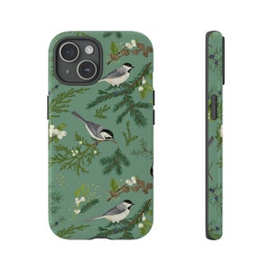 Winter Bird Pinecone Phone Case for iPhone 15 14 13 12 11 X 8, Google Pixel 8 7 6, Samsung Galaxy 24 23 22 21 20 10 9, Glossy or Matte