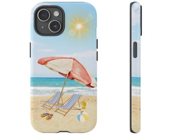 At the Beach Phone Case for iPhone 15 14 13 12 11 X 8, Google Pixel 7 6 5, Samsung Galaxy 23 22 21 20 10, Glossy or Matte Finish
