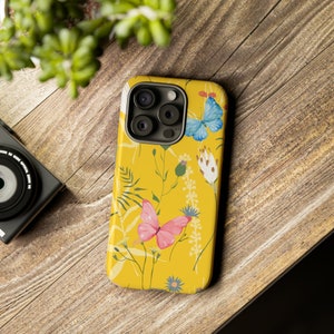 Sunny Blooms, Yellow Floral & Butterfly Phone Case Add Cheerful Charm to Your iPhone or Samsung Galaxy with Nature's Beauty. image 2