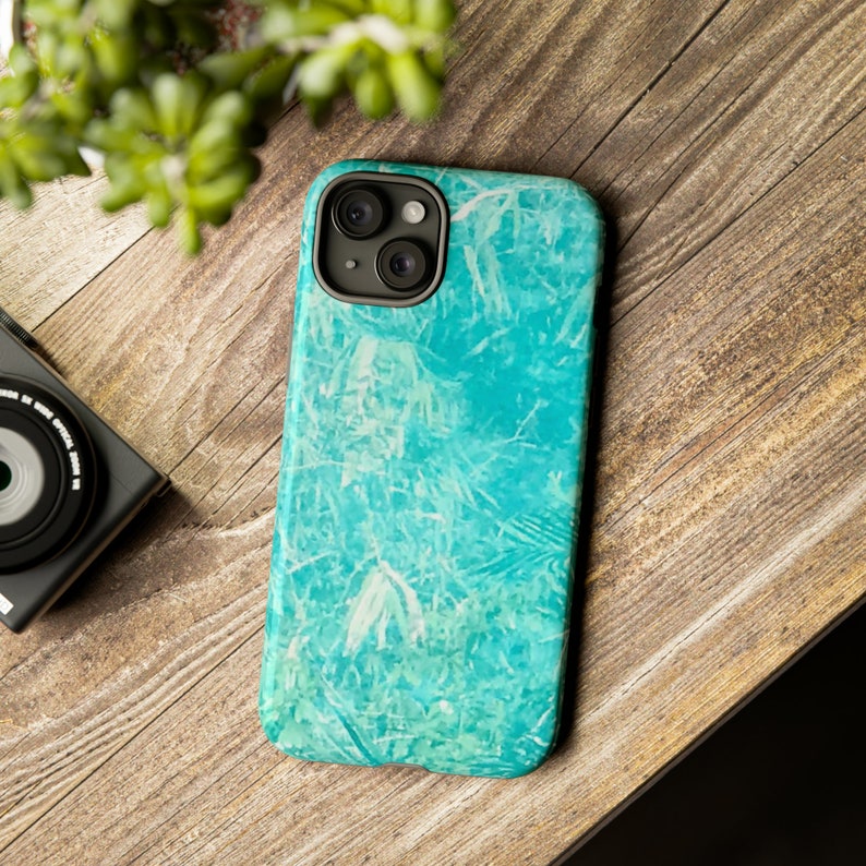 Reflections of Water Cell Phone Case, Aqua Abstract Design fits perfectly on your iPhone or Samsung Galaxy, Tough Case for extra protection. image 3