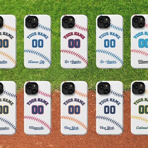 Custom Baseball Phone Case, Personalized with Name and Number. Your choice of baseball teams on your iPhone in a Slim, Tough or Magsafe case image 3