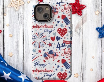 Patriotic July 4th Fireworks Phone Case for iPhone & Samsung, MagSafe Upgrade Available! Slim or Tough Case, Glossy or Matte Finish.
