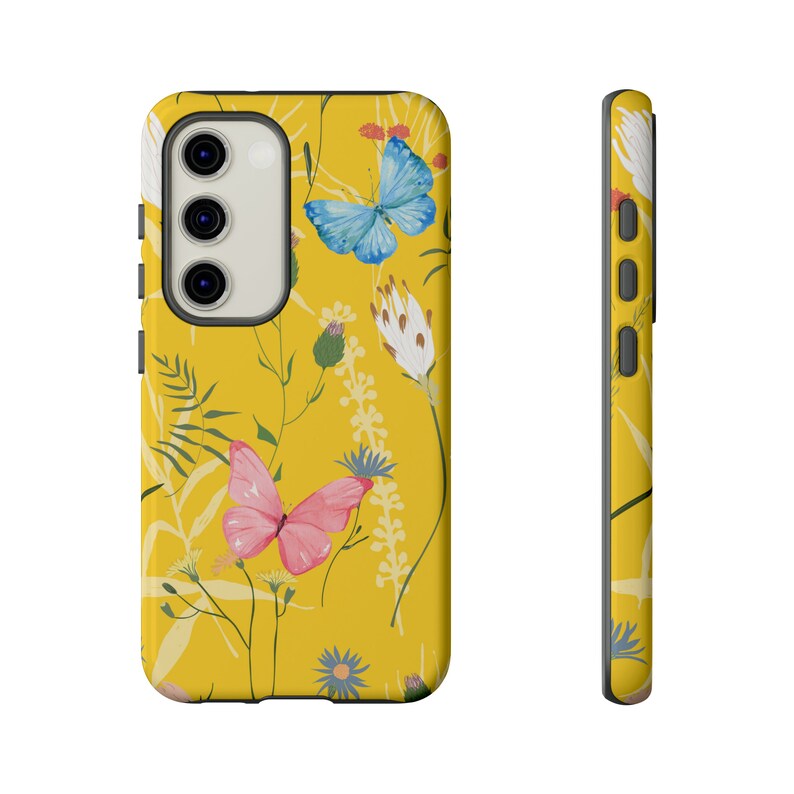 Sunny Blooms, Yellow Floral & Butterfly Phone Case Add Cheerful Charm to Your iPhone or Samsung Galaxy with Nature's Beauty. image 5